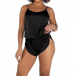 NEW ROMA CONFIDENTIAL soft satin tulip short set in black